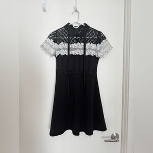 Elegant Black and White Lace Dress